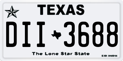 TX license plate DII3688