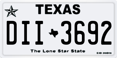 TX license plate DII3692