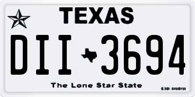 TX license plate DII3694