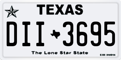 TX license plate DII3695