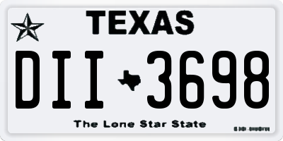 TX license plate DII3698