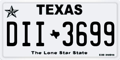TX license plate DII3699