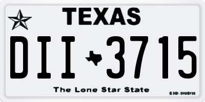 TX license plate DII3715