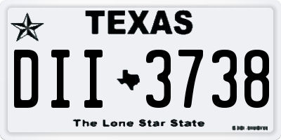 TX license plate DII3738