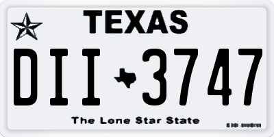 TX license plate DII3747