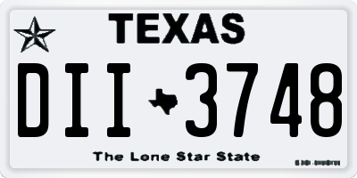 TX license plate DII3748