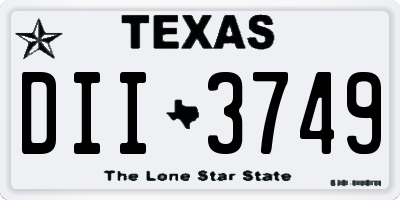 TX license plate DII3749