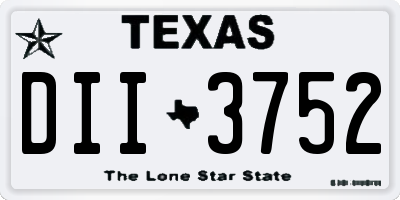 TX license plate DII3752