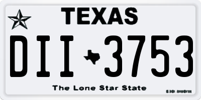 TX license plate DII3753