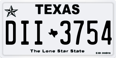 TX license plate DII3754
