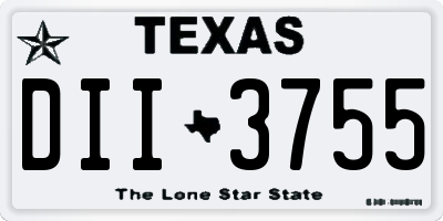 TX license plate DII3755
