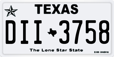 TX license plate DII3758