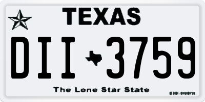TX license plate DII3759