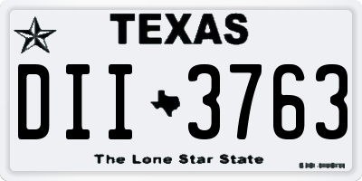 TX license plate DII3763