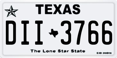 TX license plate DII3766