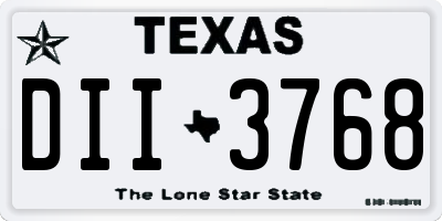TX license plate DII3768