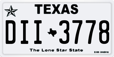 TX license plate DII3778