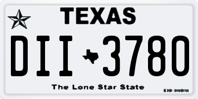 TX license plate DII3780