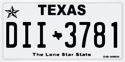 TX license plate DII3781