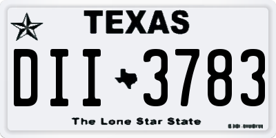TX license plate DII3783
