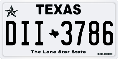 TX license plate DII3786