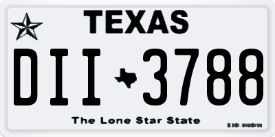 TX license plate DII3788