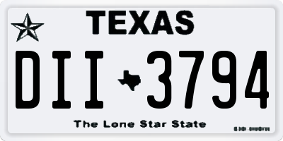 TX license plate DII3794