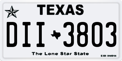 TX license plate DII3803