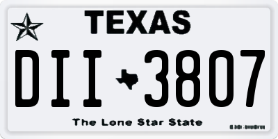 TX license plate DII3807