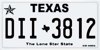 TX license plate DII3812