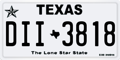 TX license plate DII3818