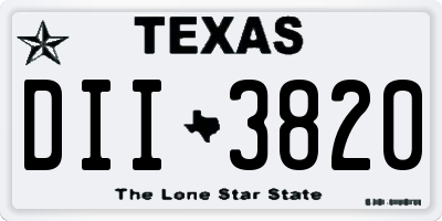 TX license plate DII3820