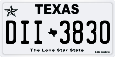 TX license plate DII3830