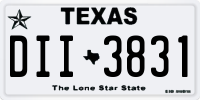 TX license plate DII3831