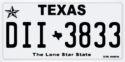 TX license plate DII3833