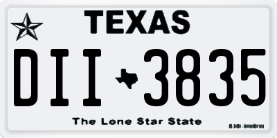 TX license plate DII3835