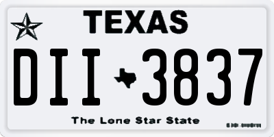 TX license plate DII3837
