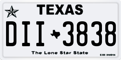 TX license plate DII3838