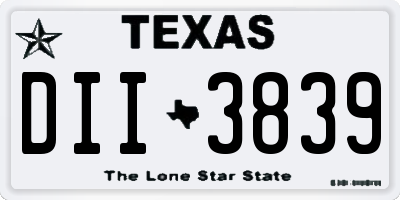 TX license plate DII3839