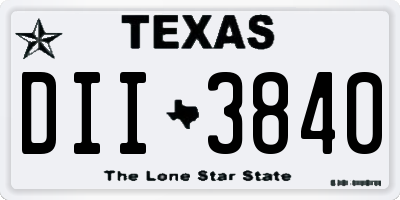 TX license plate DII3840