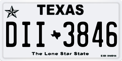 TX license plate DII3846