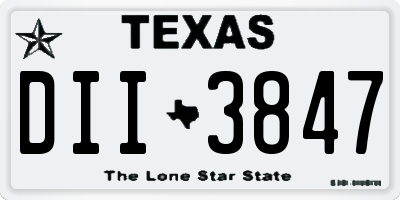 TX license plate DII3847