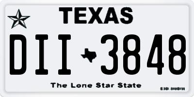 TX license plate DII3848