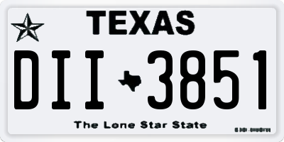 TX license plate DII3851