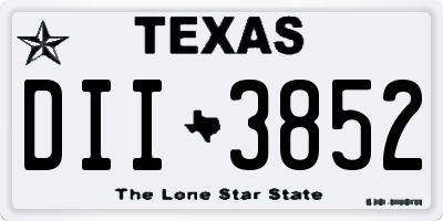 TX license plate DII3852