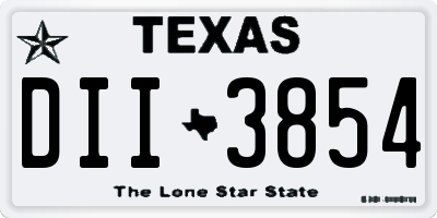 TX license plate DII3854