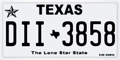 TX license plate DII3858