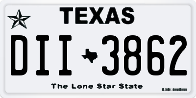 TX license plate DII3862