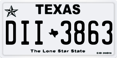 TX license plate DII3863