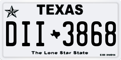 TX license plate DII3868